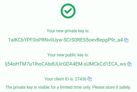 Copy your API key to clipboard